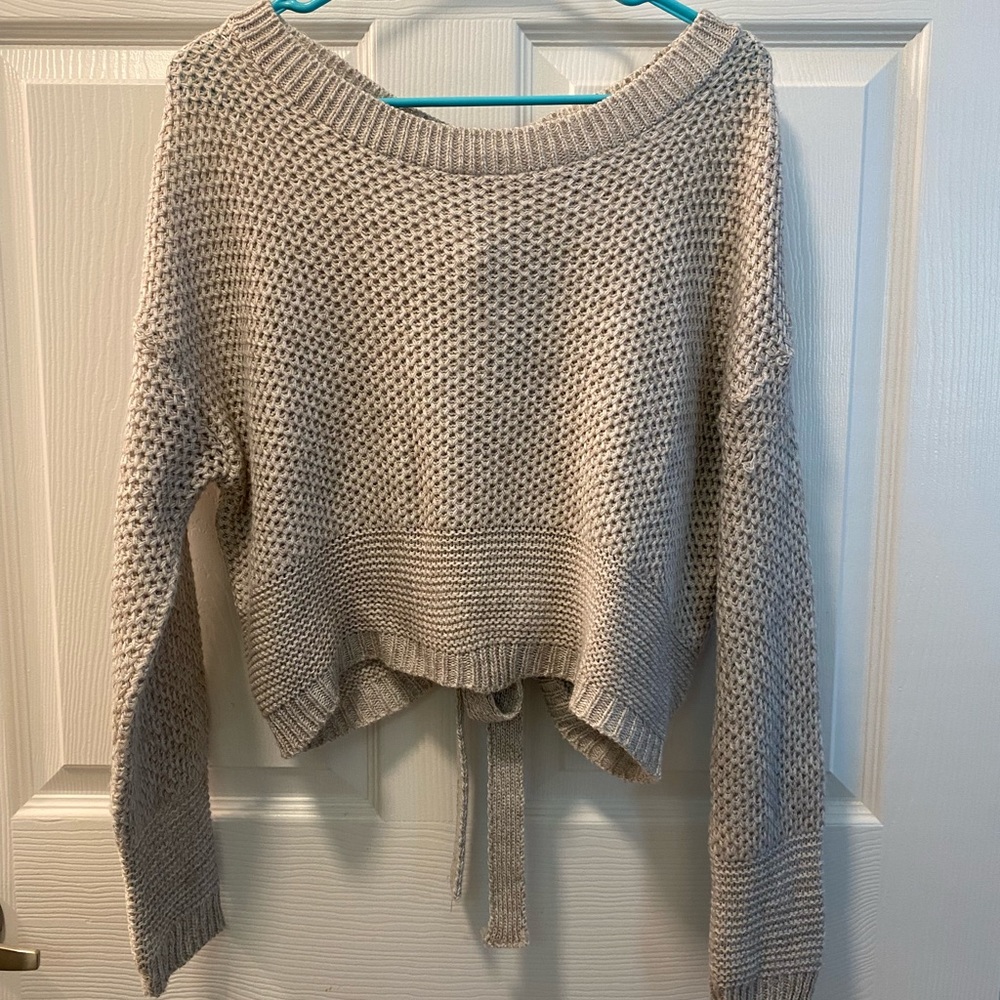 Express sweater braided back with bow